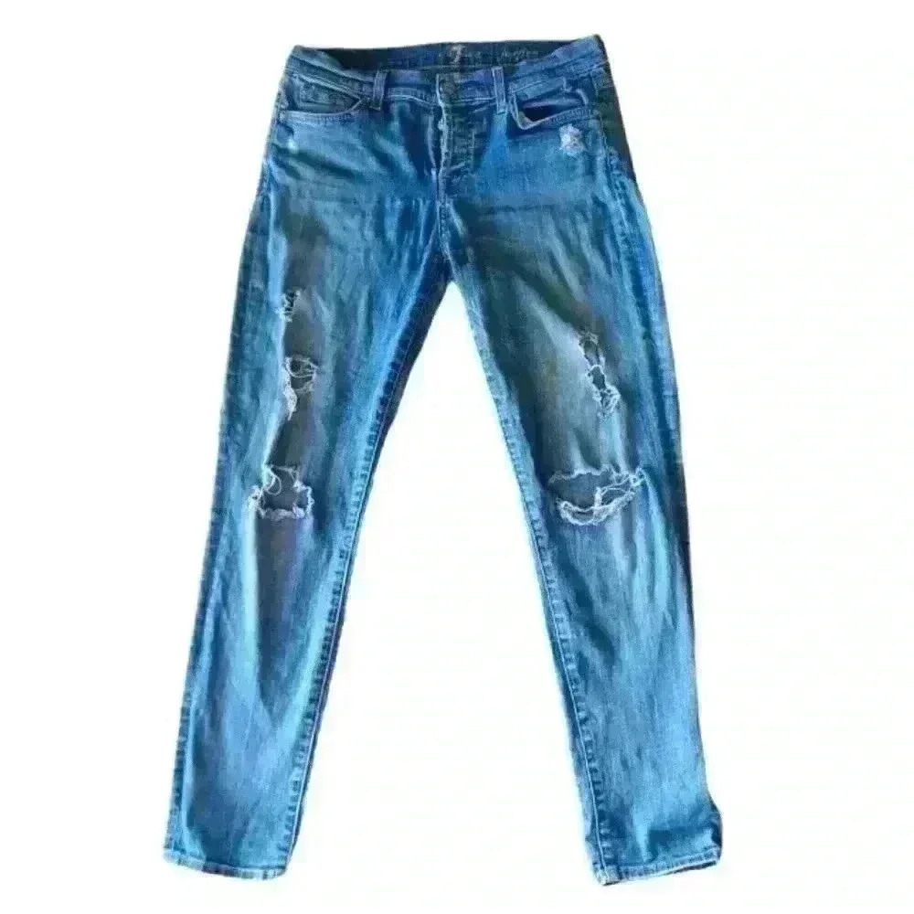 7 for all Mankind Womens Light Wash Josefina Skinny Boyfriend Jean 26